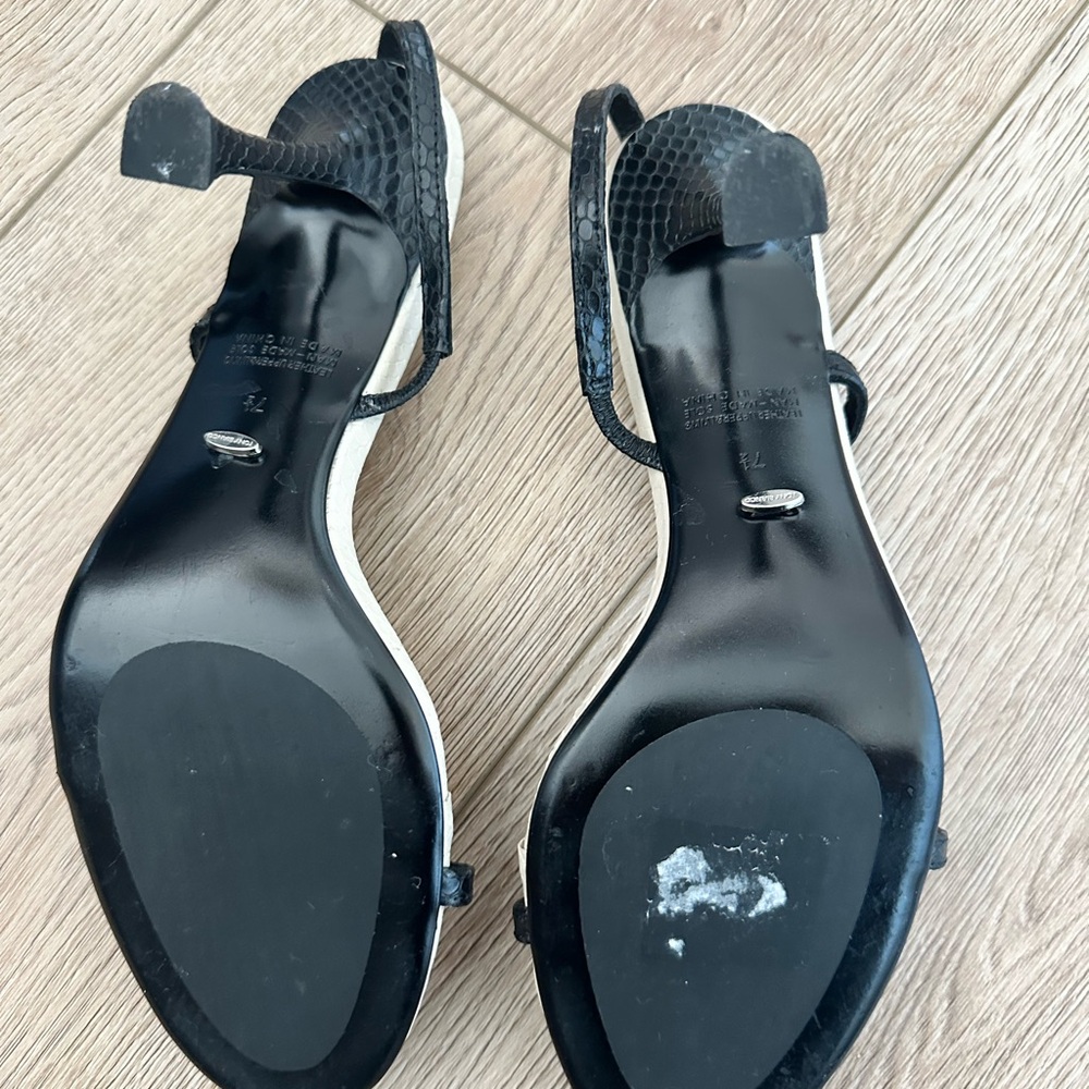 Tony Bianco Black and Cream Strappy Heels - Picture 4 of 4